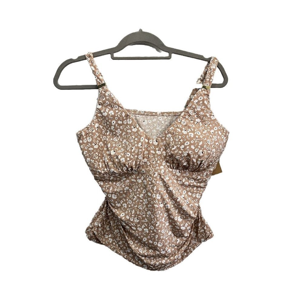 Cremieux Swim Tank Top Women Bra 36 DD Wired Tan Color Floral